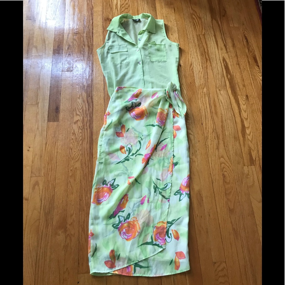 Patricia Jones floral wrap skirt with signet top